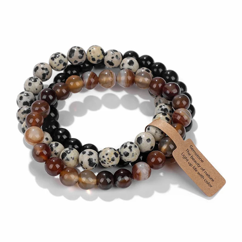 Natural Stone Crystal Beads Semi Precious Women's Bracelet Amethyst Multi Layered Combination Bracelets